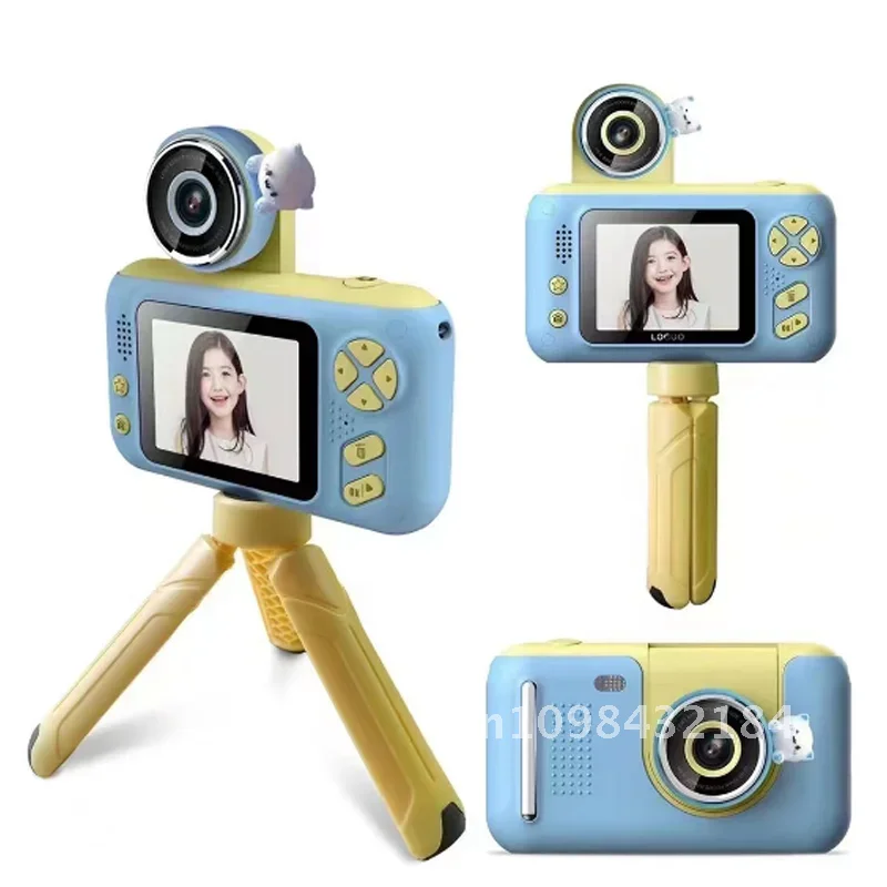 Mini jouet numérique populaire pour enfants, 2.4 pouces, trépied créatif, objectif d'appareil photo rotatif, appareil photo numérique pour enfants, appareil photo instantané