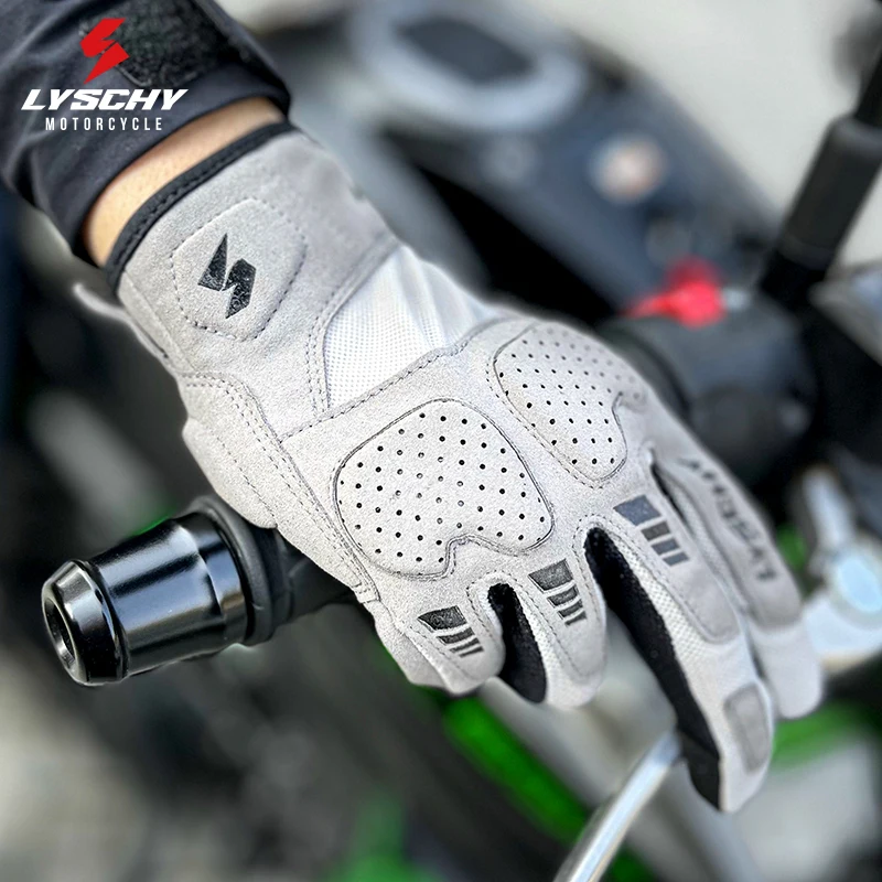 LYSCHY Motorcycle Retro Riding Gloves Breathable Wear Palm Anti-slip Off-Road Riding Gloves Unisex Black/Gray Gloves