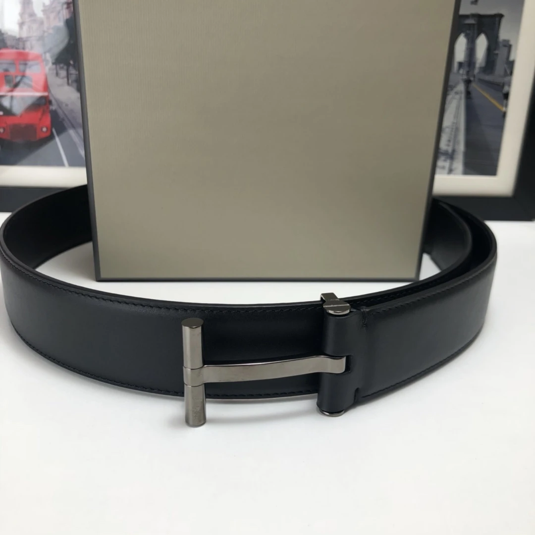 High Quality Luxury Goods Designer Men cowhide T-shaped Reversible Buckle Belt With Double-sided Use T Buckle Gift Box T11