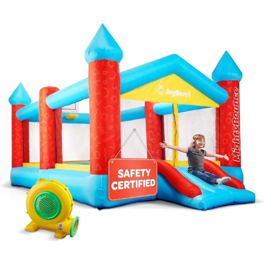 

Bouncy House 16.8' x8.9' Ft Extra Large Inflatable Bounce House for and Adults with Air Blower Volleyball Net Basketball Hoop a