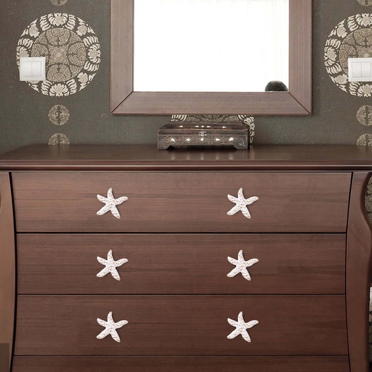 1 قطعة نجمة البحر سحب المقبض الحديد دائم مقبض درج لخزانة خزانة خزانة الأثاث الأجهزة المحيط موضوع مقبض الزخرفية