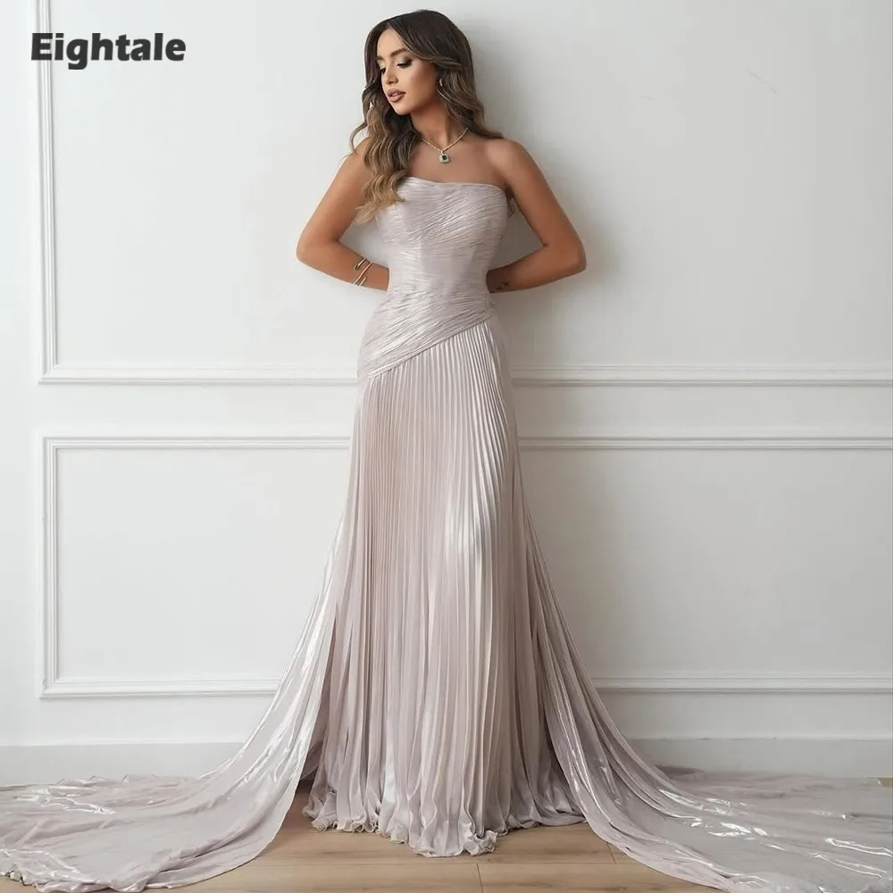 

Eightale арабское вечернее платье милая складки креп индивидуальное светло-голубое мусульманское платье русалки для выпускного вечера свадебное платье