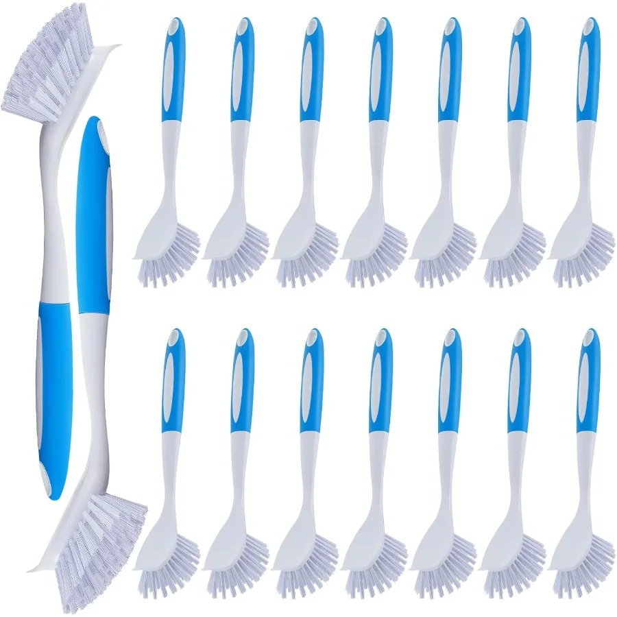 

20 Pcs Blue Kitchen Scrub Dish Brush Bulk with 11 Inch Anti Slip Handle Cleaning Dish Scrubber with Stiff Bristles Washing Scru