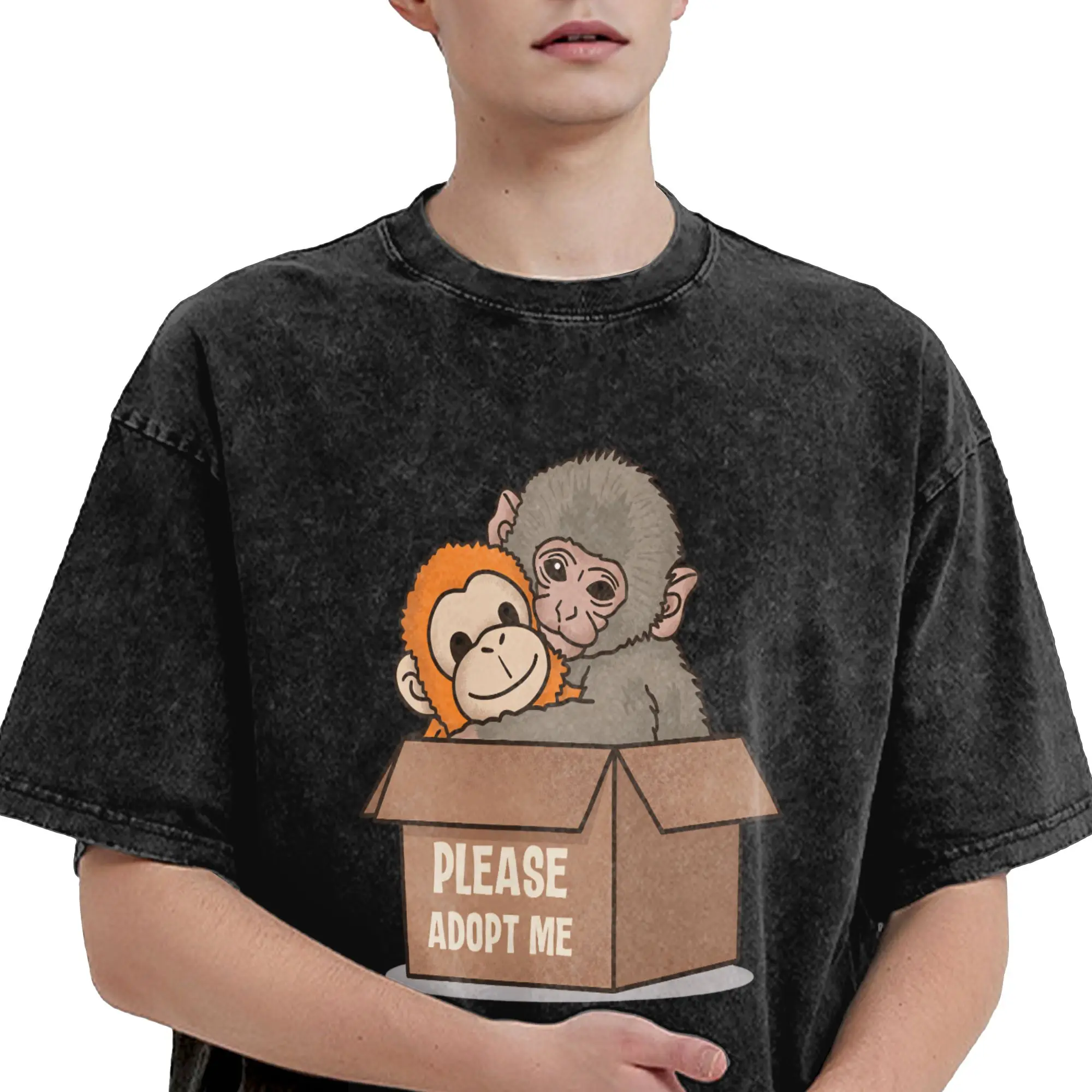 Monkey Punch T-Shirt Summer please adopt me Y2K Fun T Shirts Cotton Harajuku Tshirt For Men Short Sleeve Design Tees