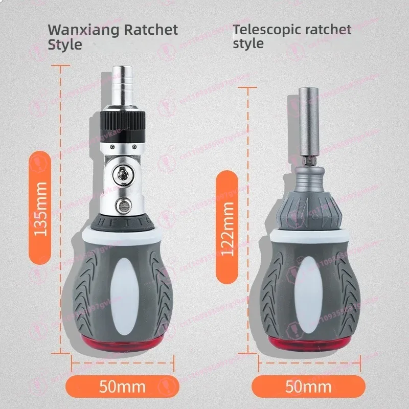 Multi-Angle Ratchet Screwdriver Set - Home Repair with Phillips/Flat Bits - view 6