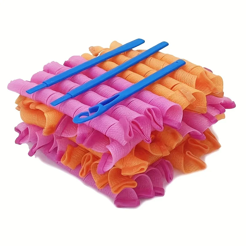 Magic Hair Curlers Spiral Rod Set Heatless Curling Rods with Styling Hooks Reusable Hair Rollers For Styling Damage Create