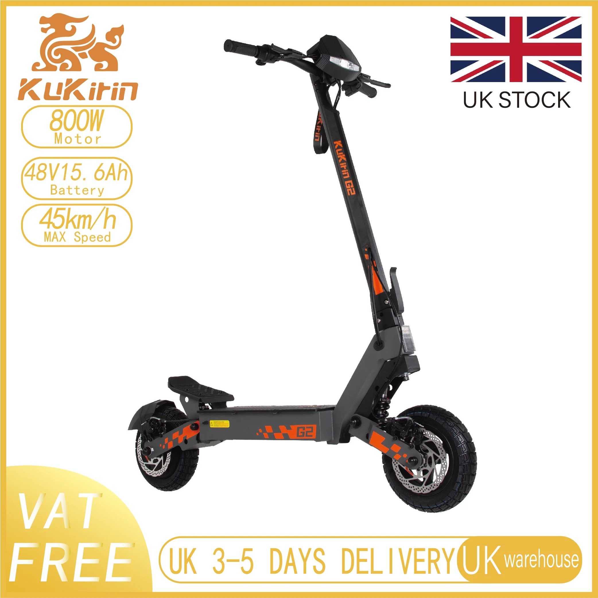 Kukirin G2 Electric Scooter Adult 48V15.6Ah Battery 800W Motor 10Inch Off-Road E Scooter Suspension Scooter Electric