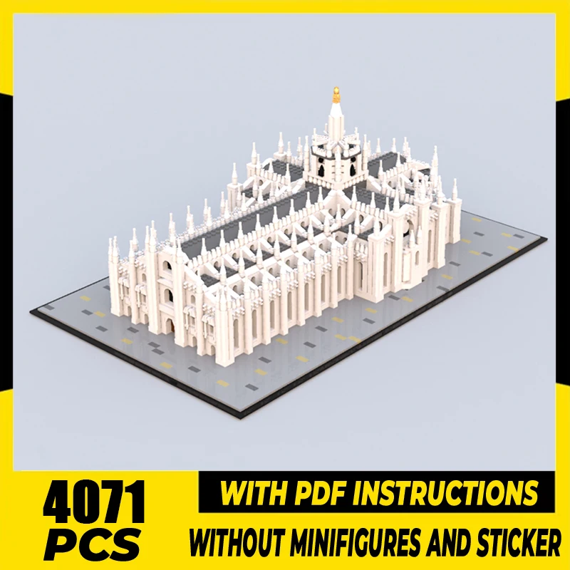 Street View Model Moc Building Blocks Modular Milan Cathedral Model Technology Modular Brick DIY Assembly Construction Toy Gifts