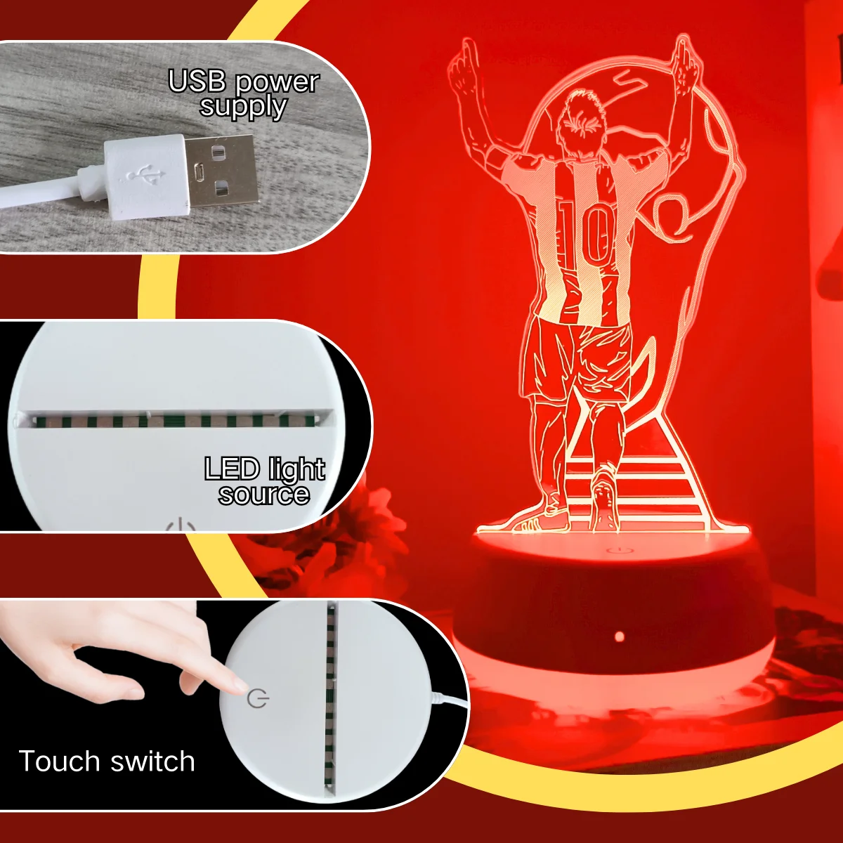 1pc modern creative LED couple themed night light, touch switch, home decoration light, emotional warming gift.