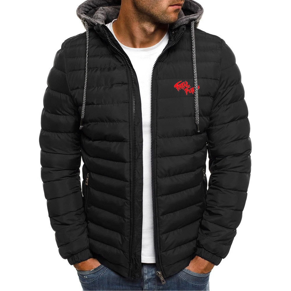 

2025 Autumn Winter Men's Terry Bogard Fatal Fury Logo Printed Fashion Solid Color Cardigan High-Quality Zip Cotton-Padded Jacket