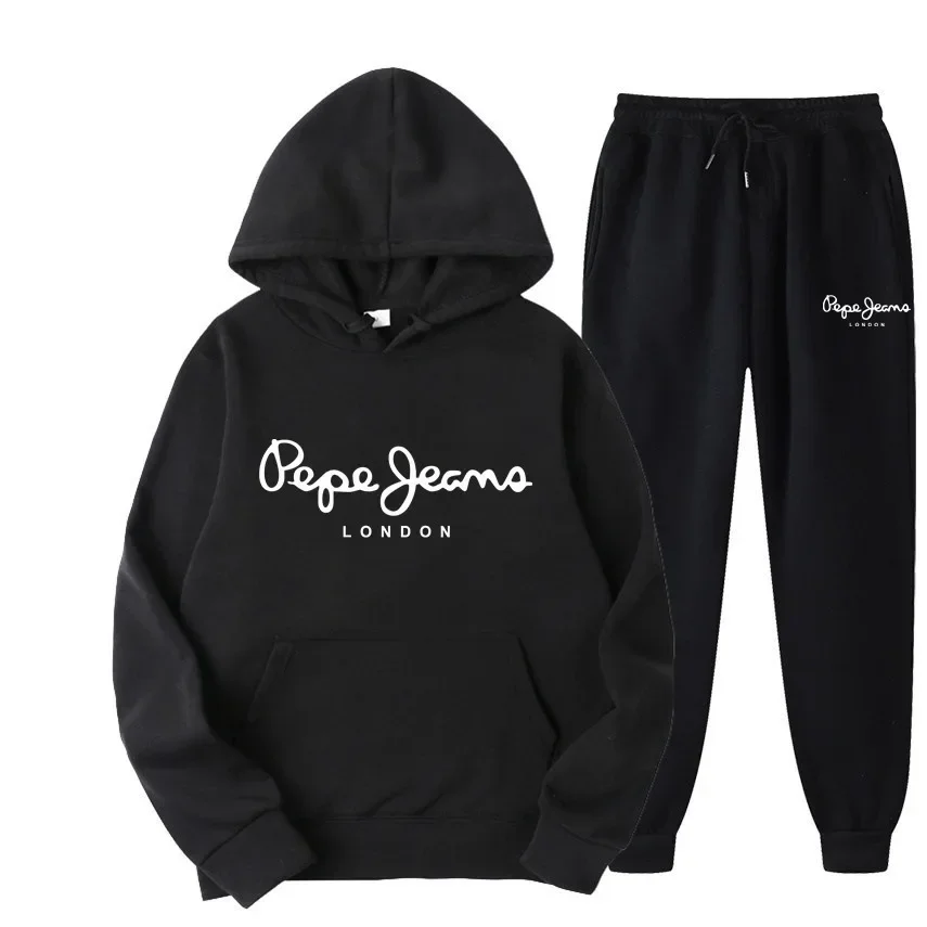 Men Women Printed Hoodie Tracksuit Two Piece Set Hip Hop Streetwear Jogger Pants Casual Daily Sports Outfit