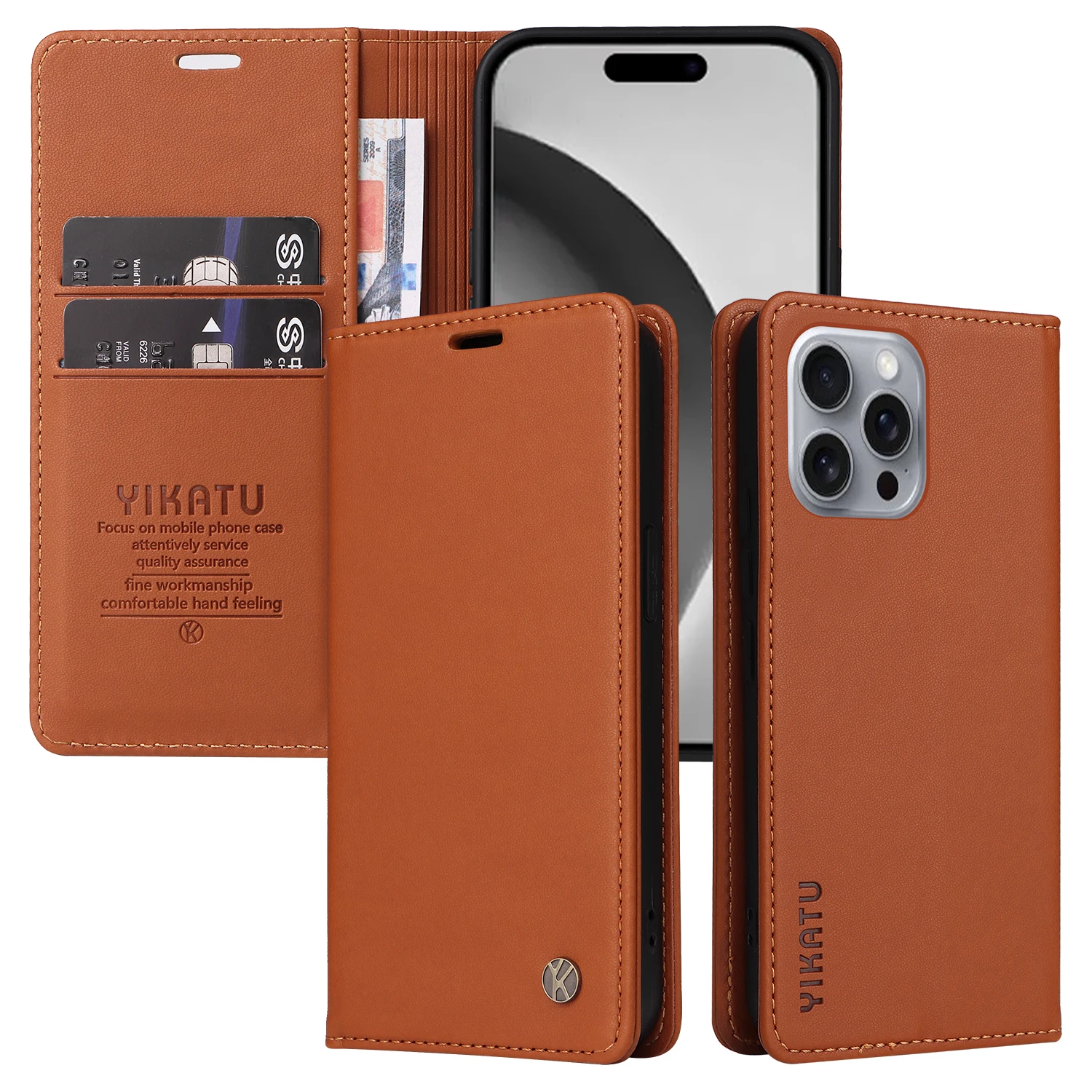 

Luxury Leather Phone Case For iPhone 16 15 14 Pro Max Plus Soft Shockproof Full Cover Flip Cover With Built-in Card Slot