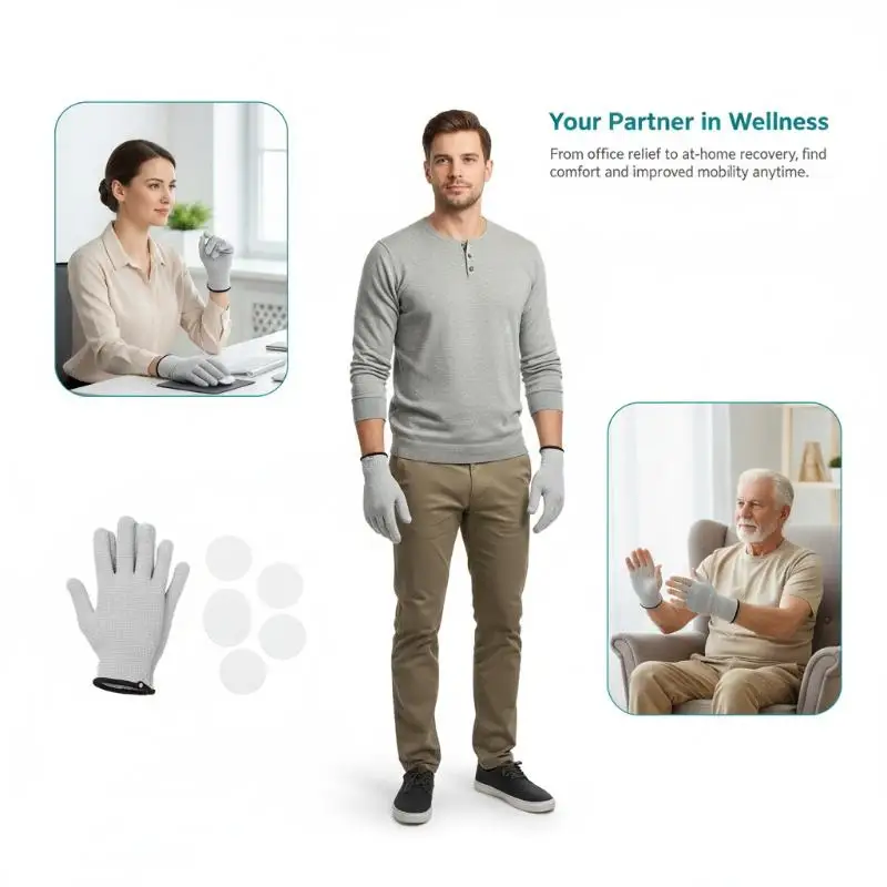 TENS Electrode Gloves 1Pair Silver Fiber Conductive Pads for Physiotherapy Massager Comfortable Hand Nerve Stimulation