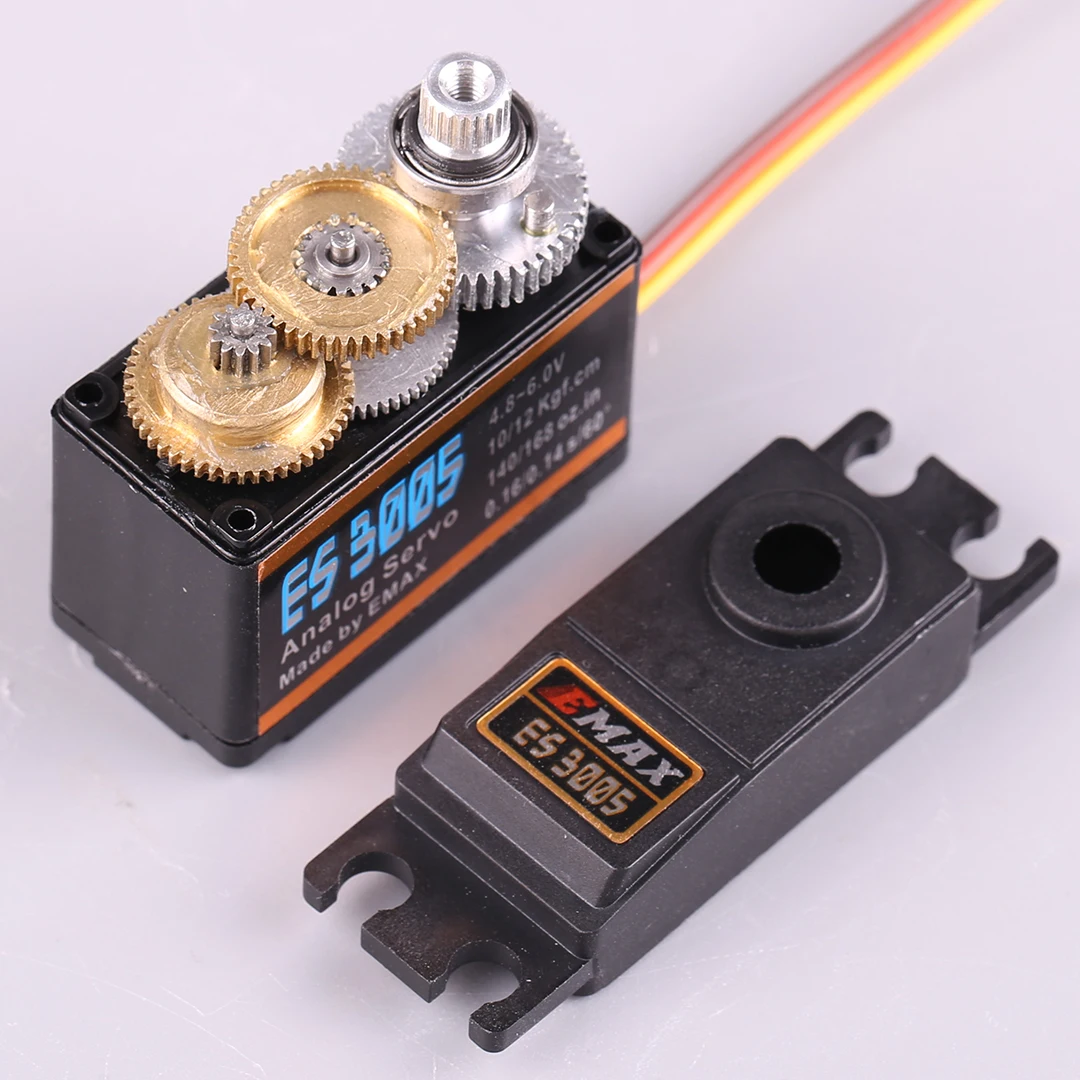 EMAX Servo42g อนาล็อกโลหะ ES3005ของแท้เซอร์โวกันน้ำพร้อมเกียร์สำหรับชิ้นส่วนเครื่องบินเฮลิคอปเตอร์รถบังคับวิทยุเรือ