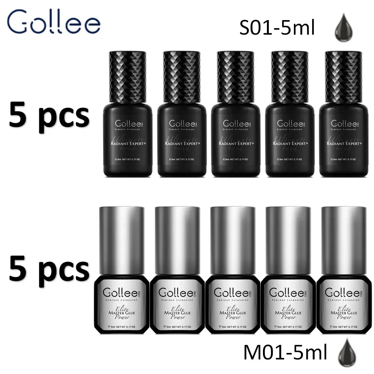 

Gollee 5PCS 0.5 Quick Dry Eyelash Extension Glue 5 Pieces Clear Eyelash Extension Adhesive Eyelash Extension Supplies Wholesale