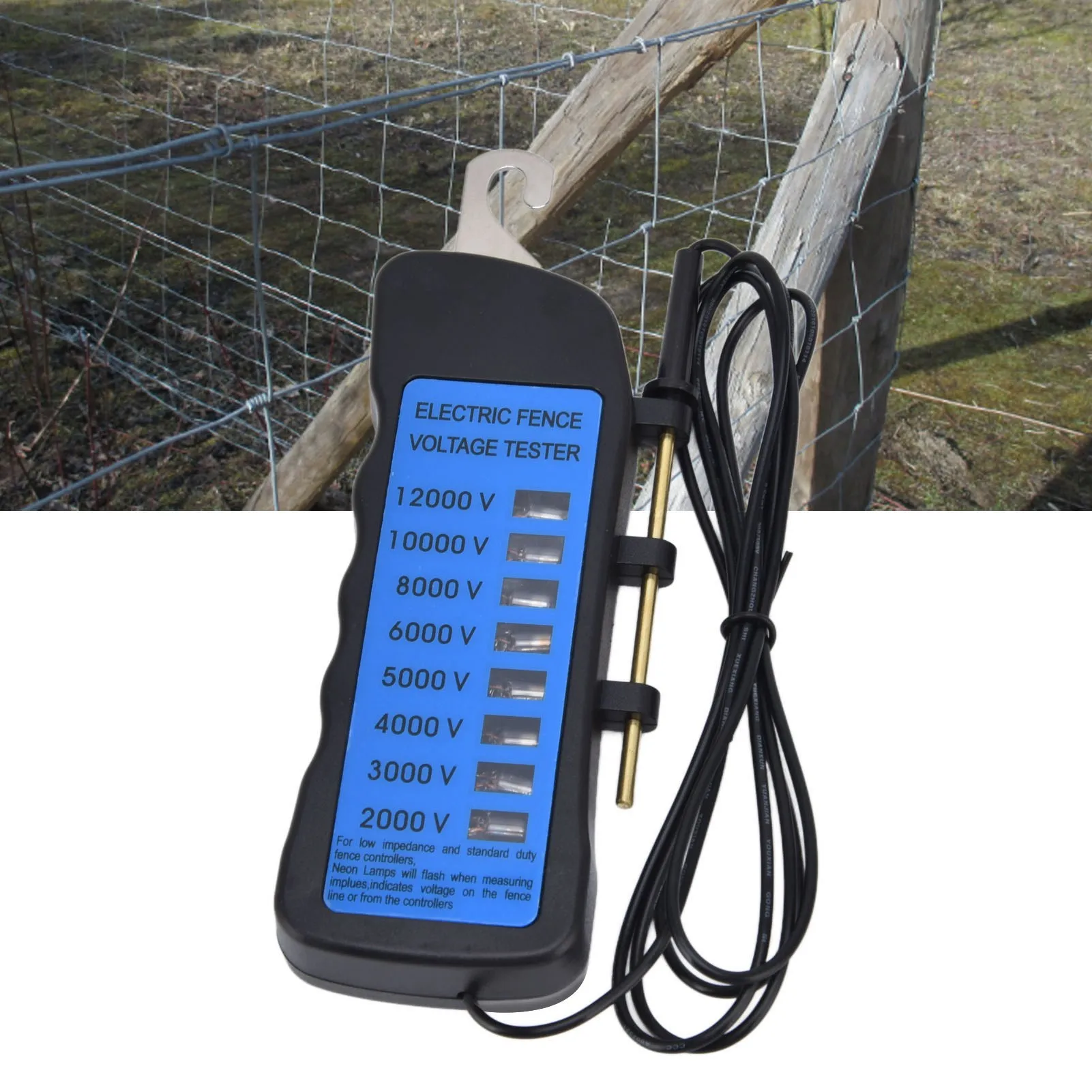 12kV Fence Tester Neon Fence Voltage Tester ABS Copper Material Portable for Home Gardens for Farms for Livestock Enclosures