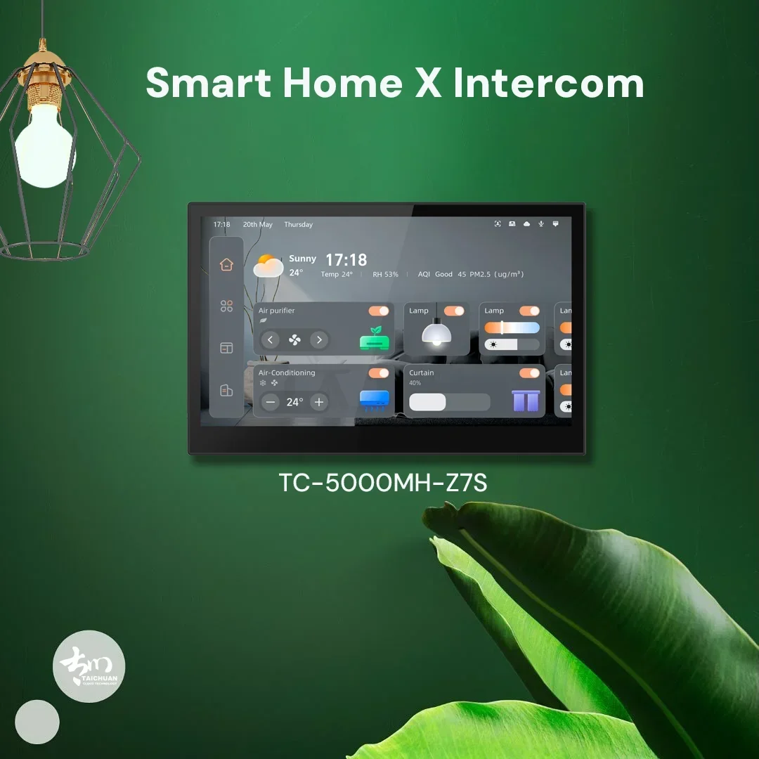 all in one 7" tuya smart control tablet IP wireless intercom system Android black flush type door phone for villa apartment