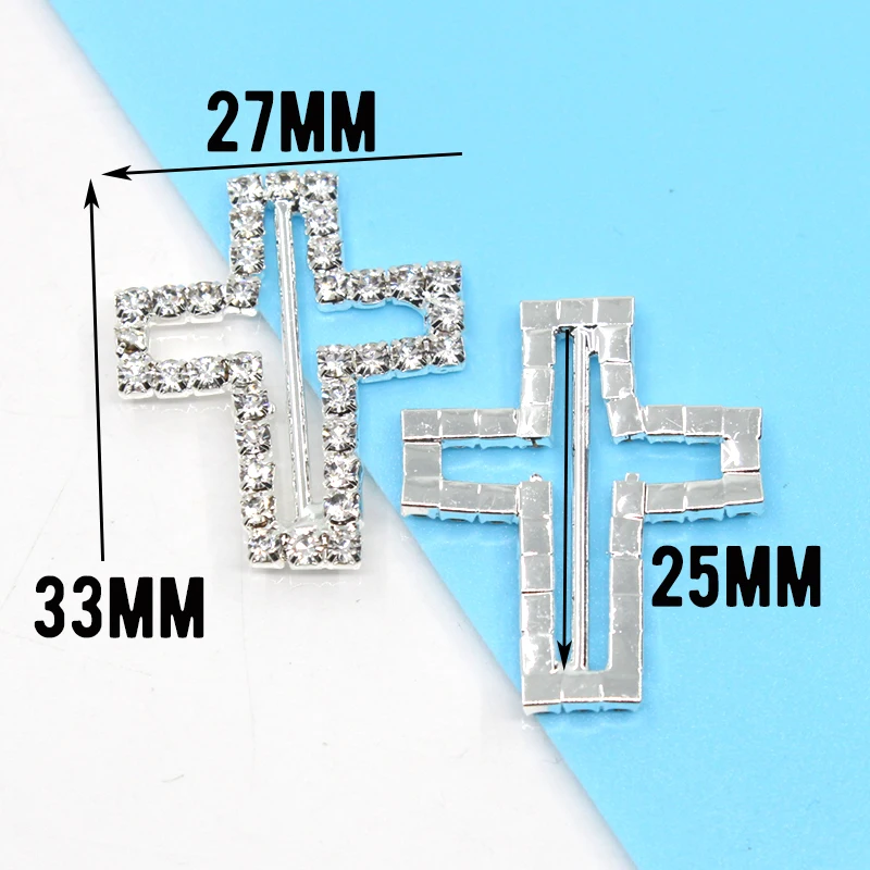 High quality! 10pcs Silver Rhinestone Invitation Ribbon slider buckle for Ribbons Wedding Supply Gift Wrap Hair bow Center