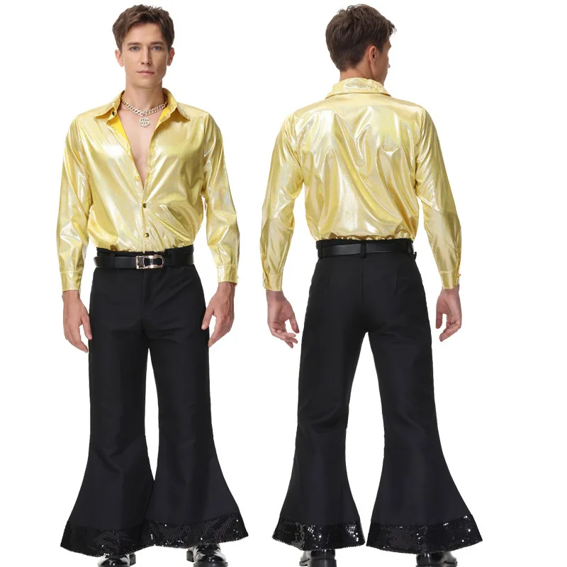 Kostiumy retro na Halloween dla dorosłych par, stroje disco hip hop dla piosenkarzy, taniec, lata 80., vintage, na występy