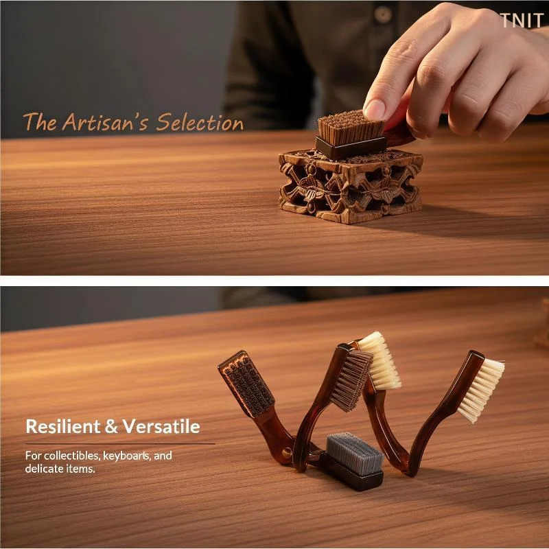 [J] New Portable Checkerboard 10000 Bristle Antique Polishing Brush For Diamond Walnut Olive Pit Deep Cleaning Brightening