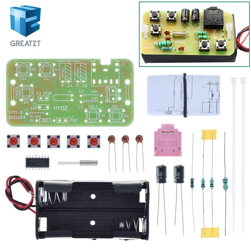 76-108MHz FM Stereo Radio DIY Kit Wireless FM Receiver Module Frequency Modulation Electronics Soldering Practice Project