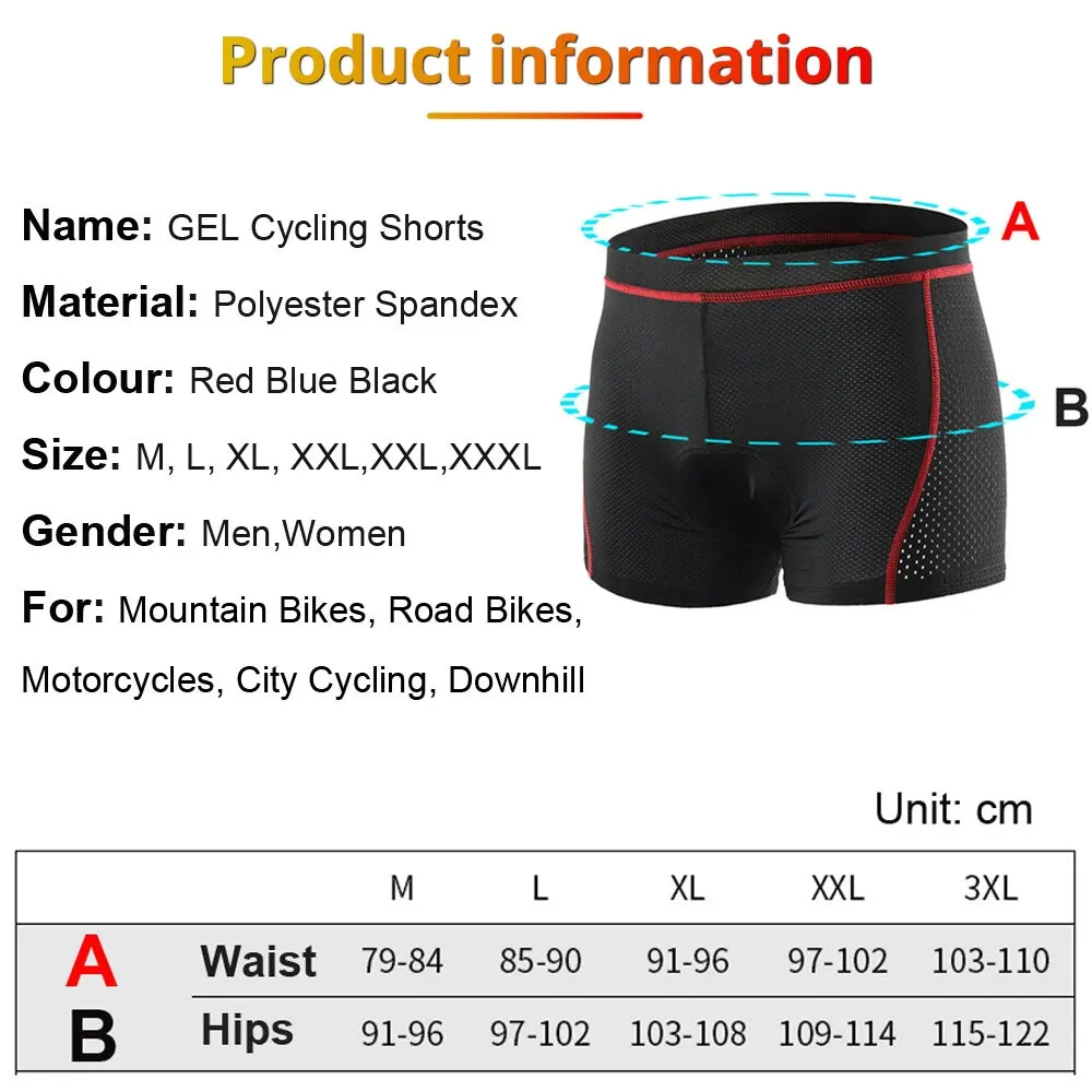 NEWBOLER Cyclisme Shorts Respirant Maille Vélo Sous-Vêtements 5D Gel Pad Antichoc VTT Vélo Shorts Homme Shorts