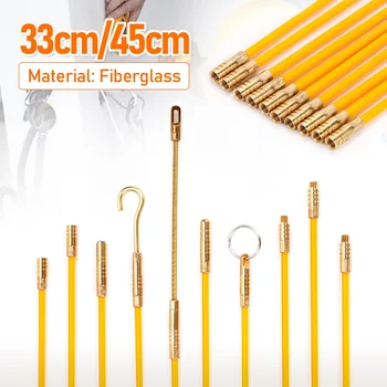 10 ชิ้น 4 มิลลิเมตร 33/45 เซนติเมตรไฟเบอร์กลาสสาย Push Puller ชุดสายไฟสายไฟผนังติดตั้งแท่งสายไฟตะกั่วเครื่องมือติดตั้ง
