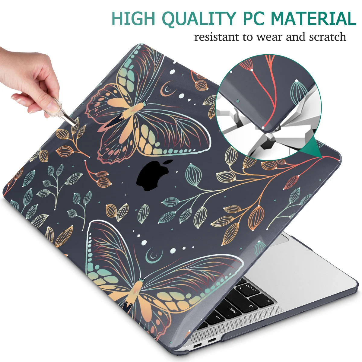 Laptop Case A2681 Floral Print Hard Shell Cover for MacBook 2023 Air 15 Pro 13 14 A2779 A2780 M2 A2337 A2338 M2 M1 keyboard Skin