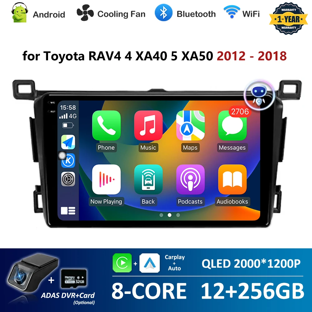 

Right Hand Drvie for Toyota RAV4 4 XA40 5 XA50 2012 - 2018 Car Radio Multimedia Player Carplay Android System DSP Stereo WiFi