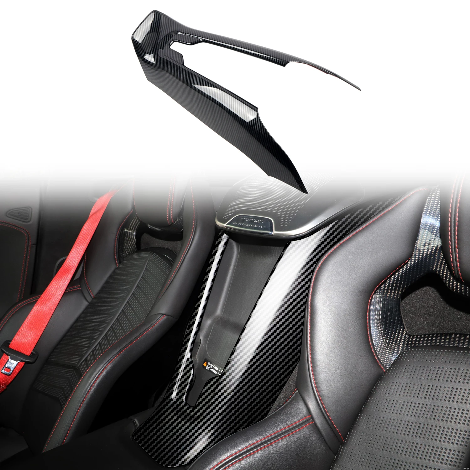 Car Accessories for Chevrolet Corvette C8 2020-2025 ABS Carbon Fiber Style Interior Seat Back Center Strip Molding Trim 1PCS