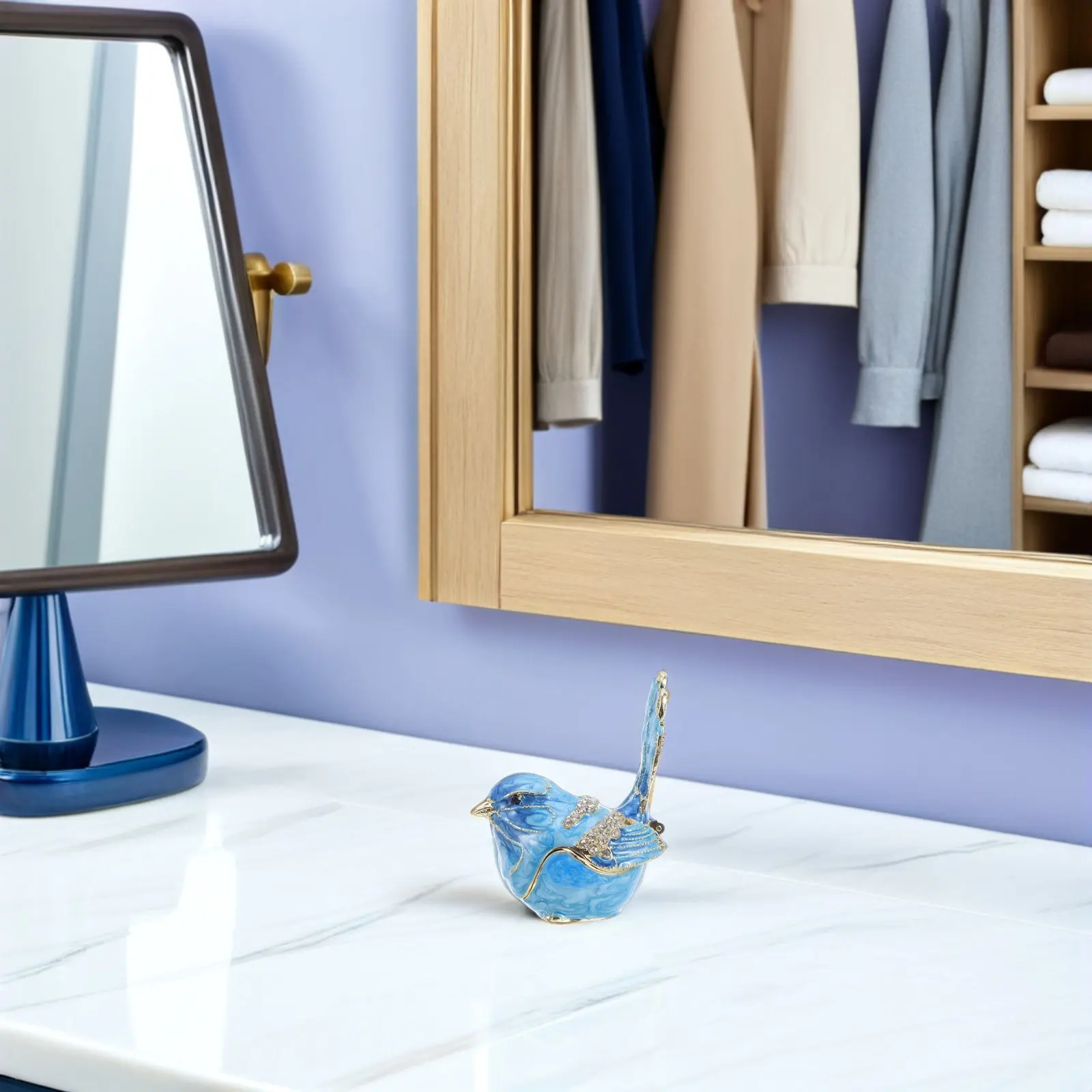 

Декоративная шкатулка для украшений в форме птицы с шарнирной застежкой, стразами и эмалью, органайзер для колец и серег, для домашнего декора и хранения