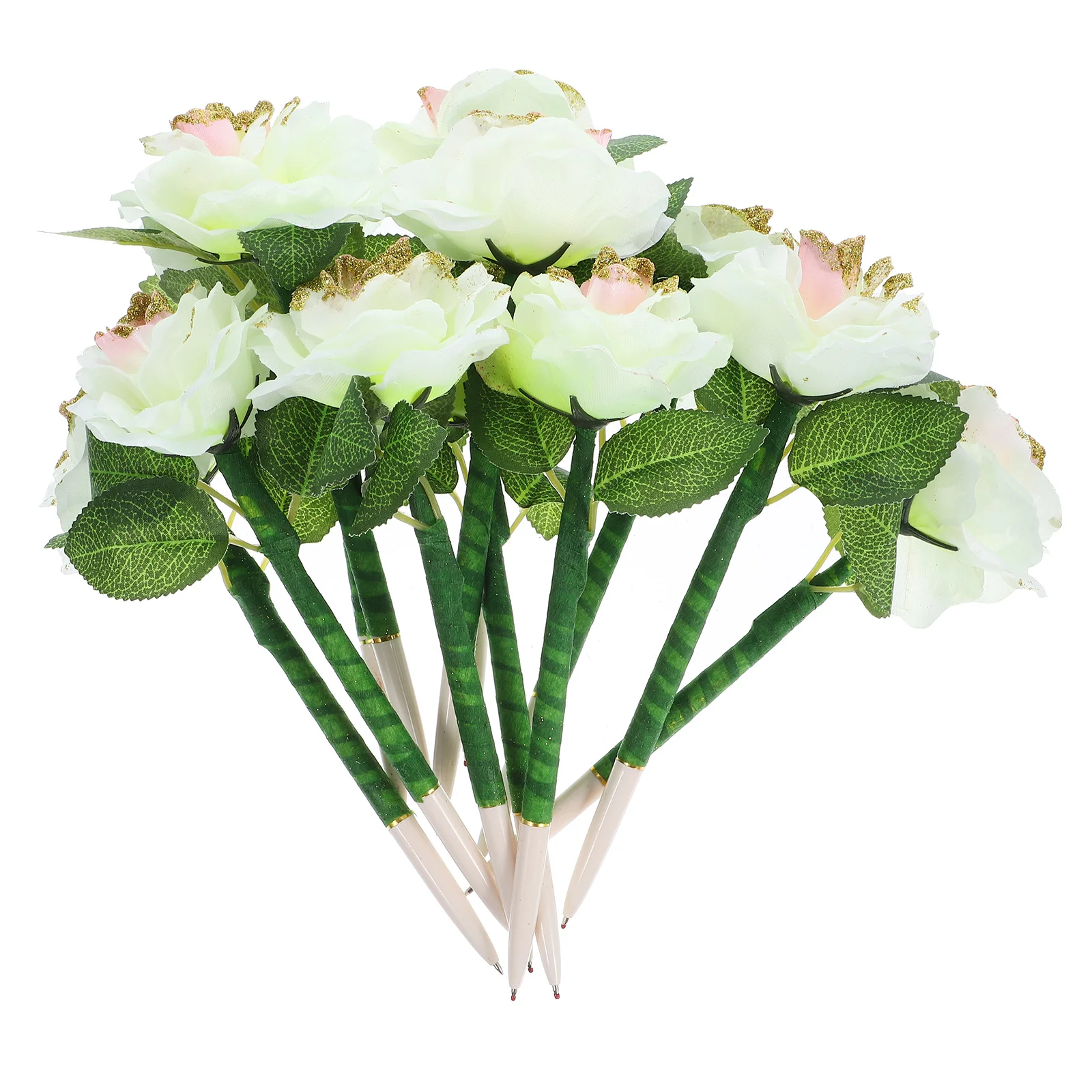 

12pcs Rose Flower Ballpoint Pen Purple 22X8.5X8.5Cm Glitter Cloth Material Kids Writing Stationery Supplies Gel Roller Pens