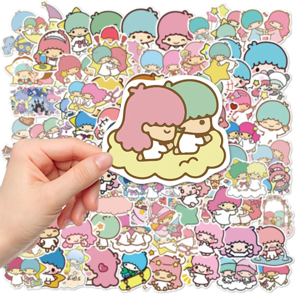 10/30/50/100pcs Cute Sanrio Little Twin Stars Stickers Kawaii Anime decalcomanie per bambini giocattolo DIY Phone Diary valigia Cartoon Sticker