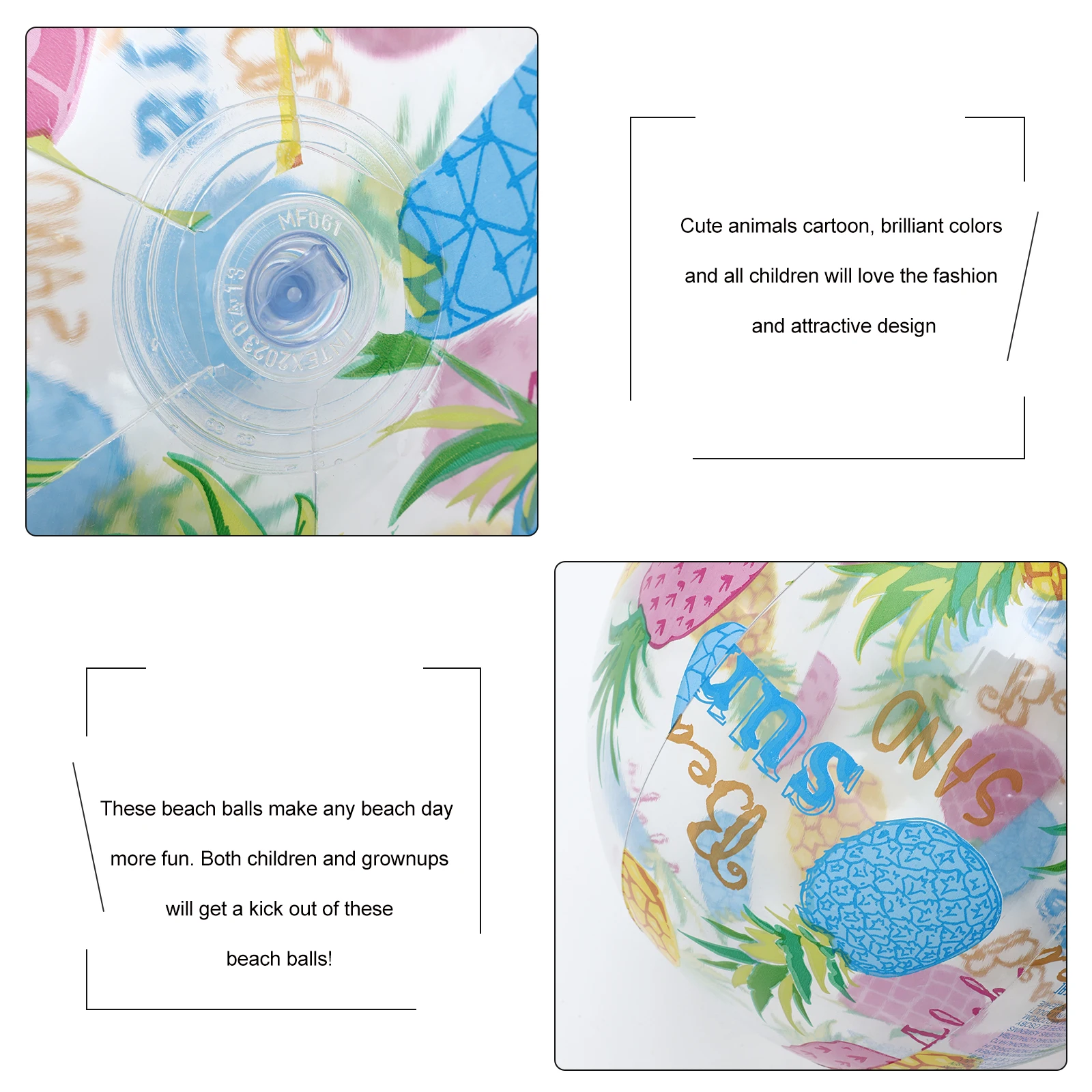 

3Pcs Inflatable Sea Creature Clear Beach Balls Colorful Design for Pool Beach Party Summer Fun Activities Ball for Kids