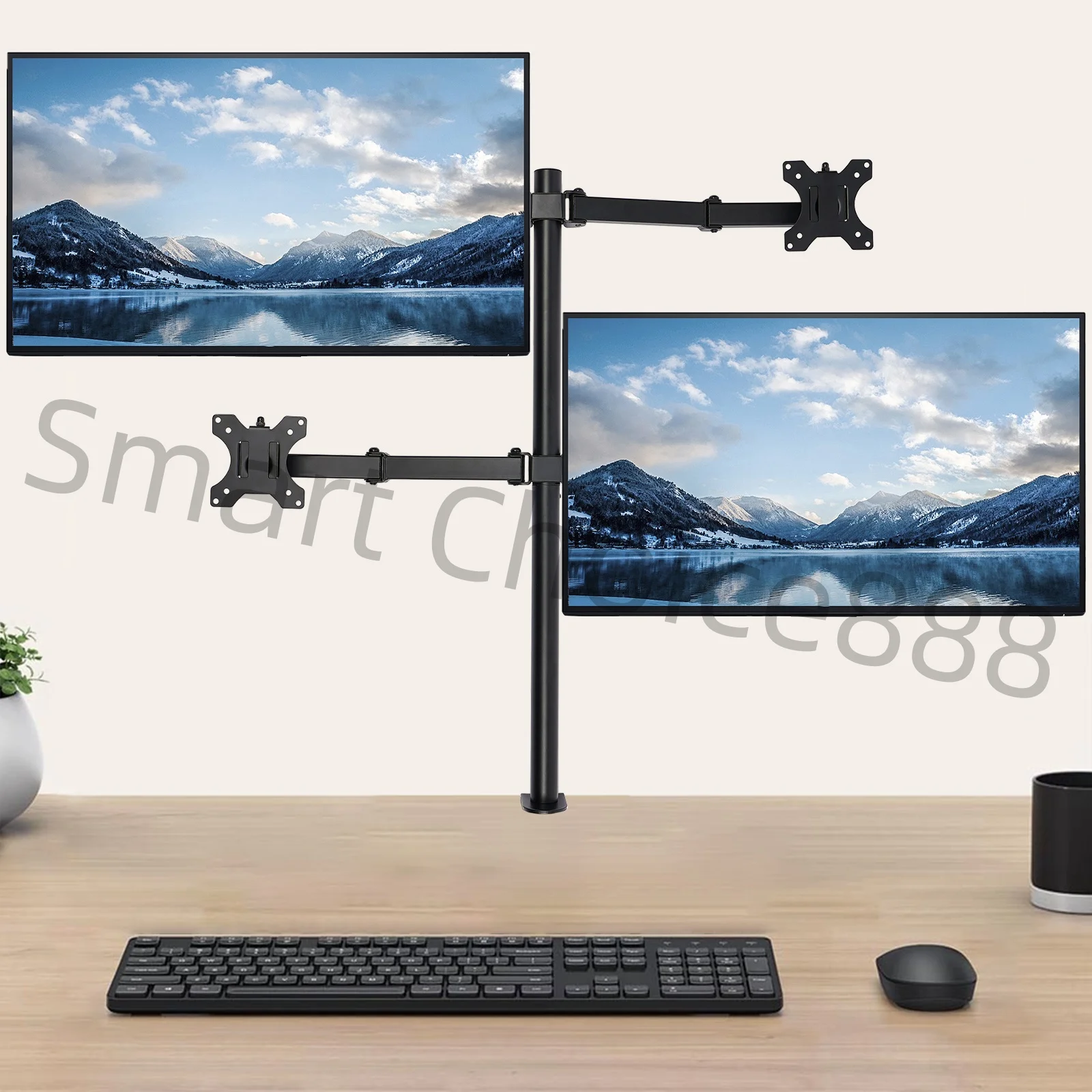 

Quad Monitor Desk Mount Free Standing 4 Monitor Stand Fully Adjustable Desk Mount Fits Monitors up to 27In Each Capacity 19.8lbs