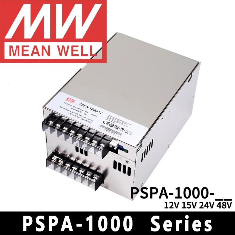 Mean Well PSPA-1000-24V/12/15/48 meanwell AC/DC 1000W with PFC and Parallel Function Power Supply