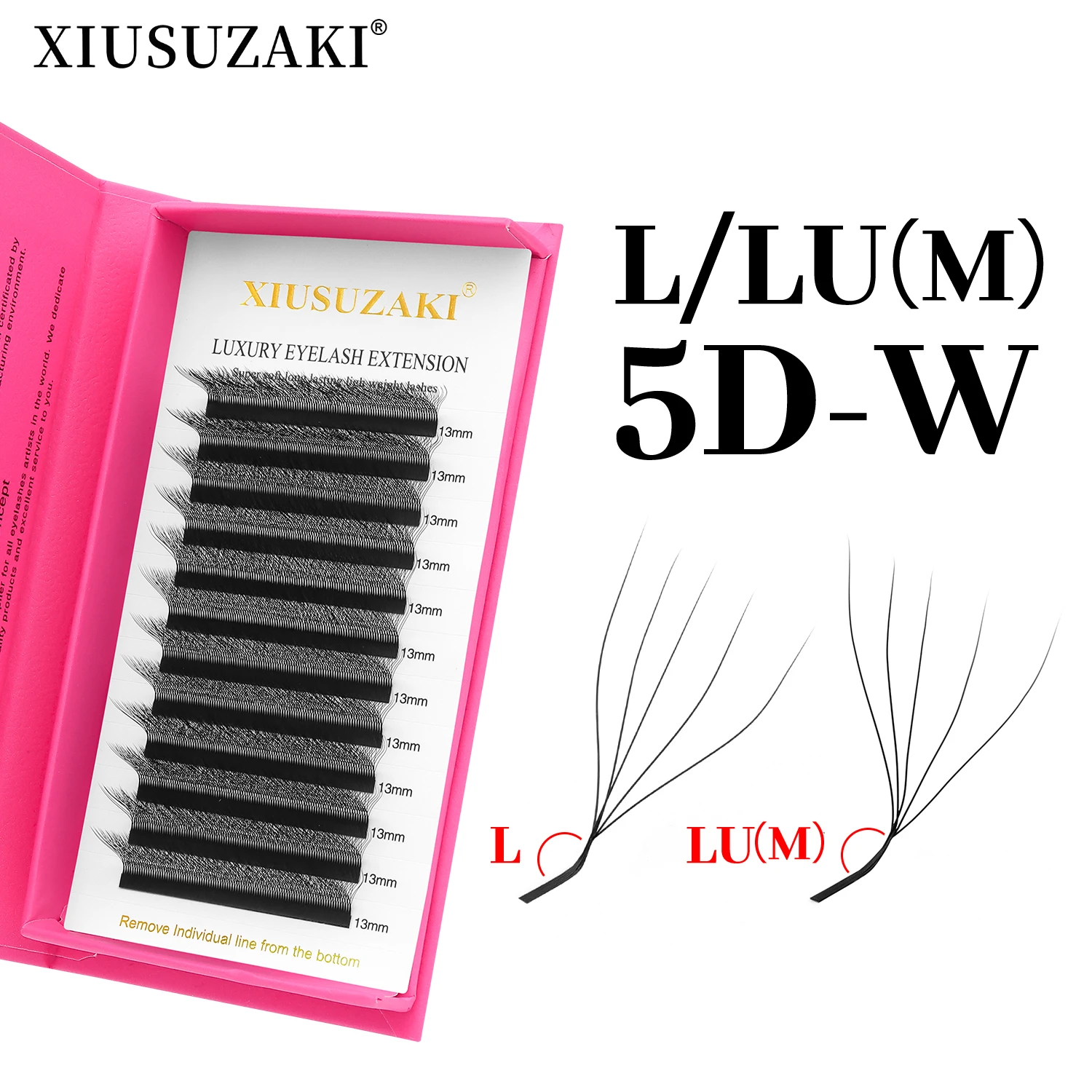 XIUSUZAKI M/L/LU Curl 5D W Shape Lashes Extensions Automatic Flowering W Lashes Extensions Premade Volume Fans False Eyelashes