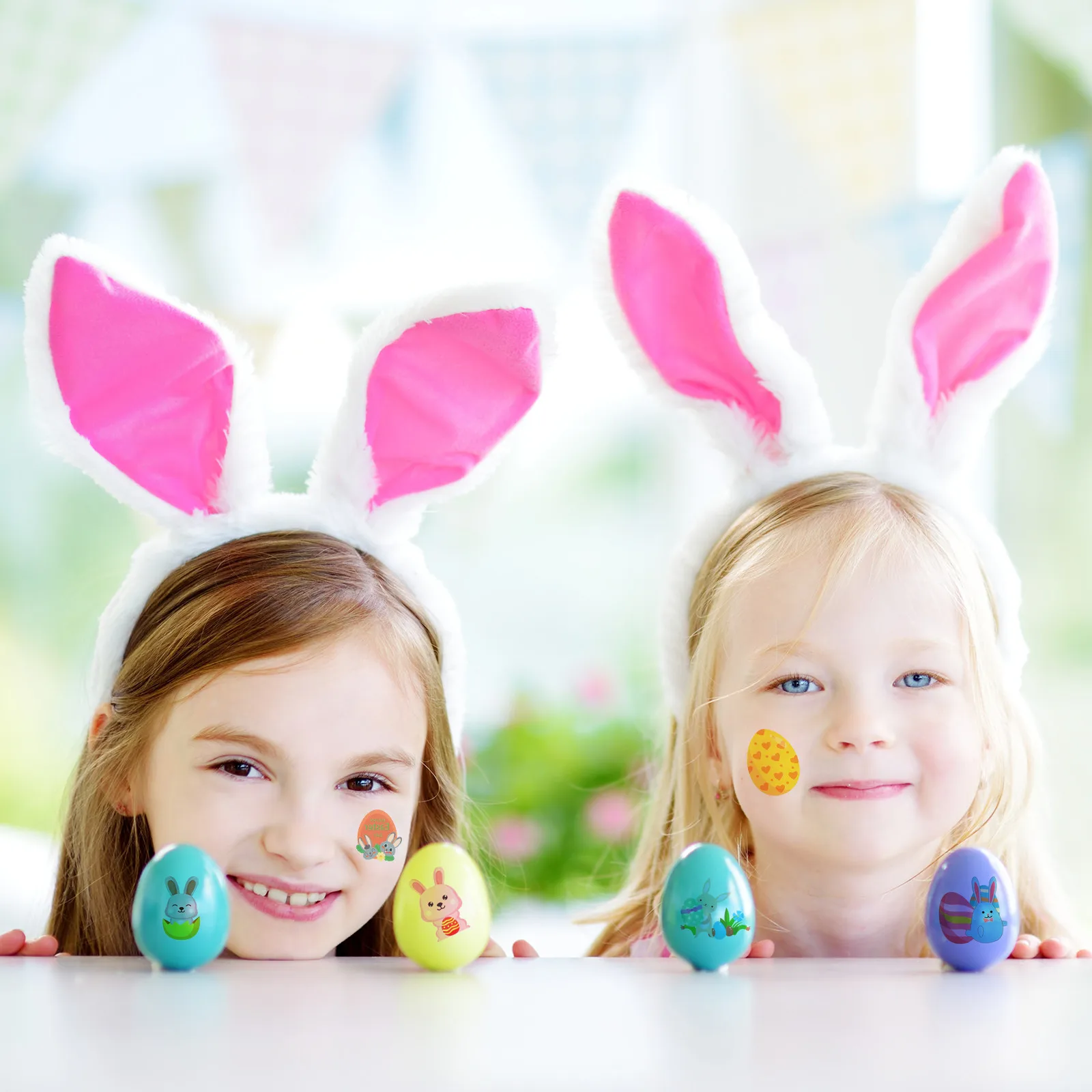 

30 листов наклеек с пасхальными кроликами и яйцами, водонепроницаемые временные татуировки для тела, принадлежности для вечеринок, аксессуары для дизайна ногтей, яркие цвета