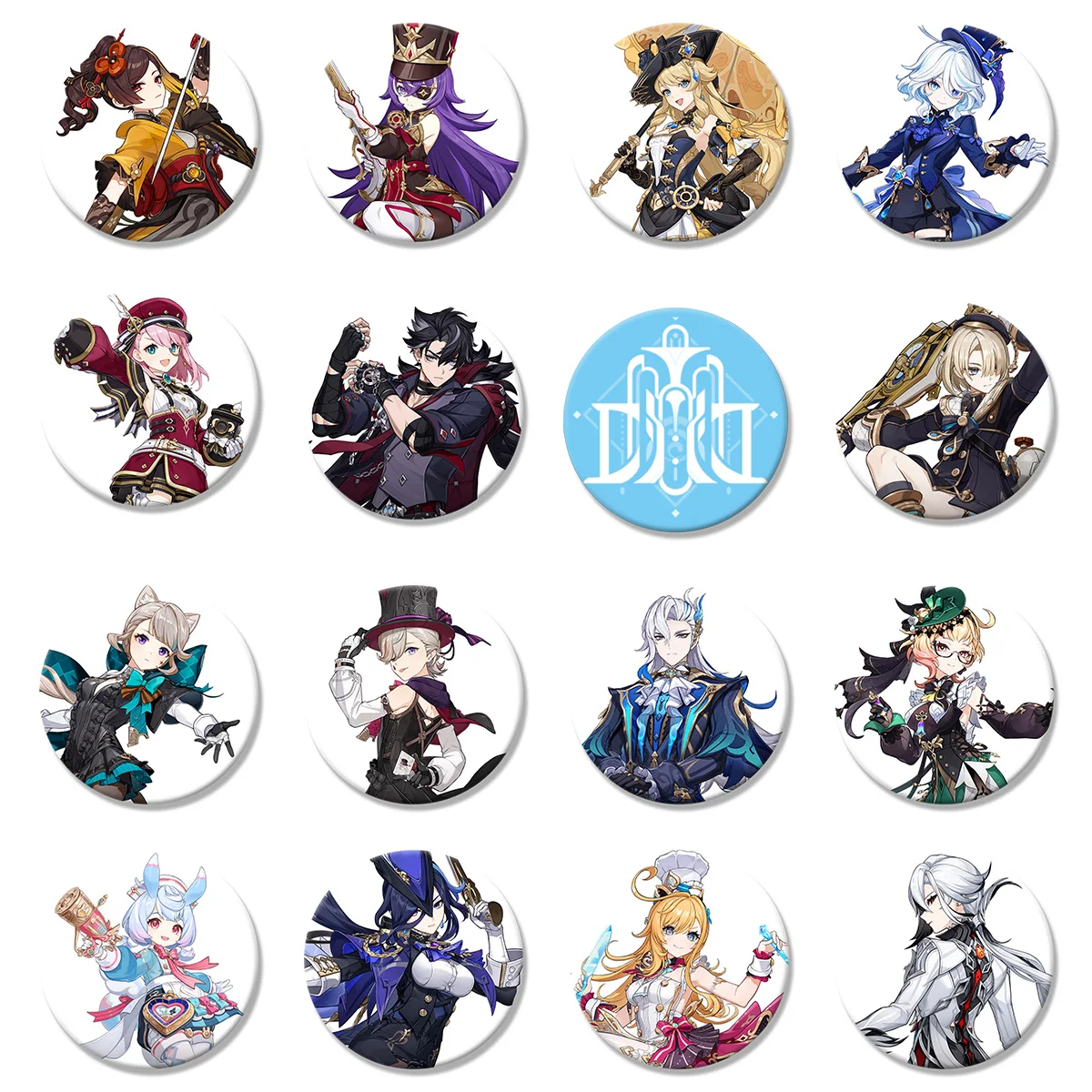 

Genshin Impact Game Characters Flash Badge ACG Accessories Collect Refrigerator Magnet Keychain Convenient Travel Makeup Mirror
