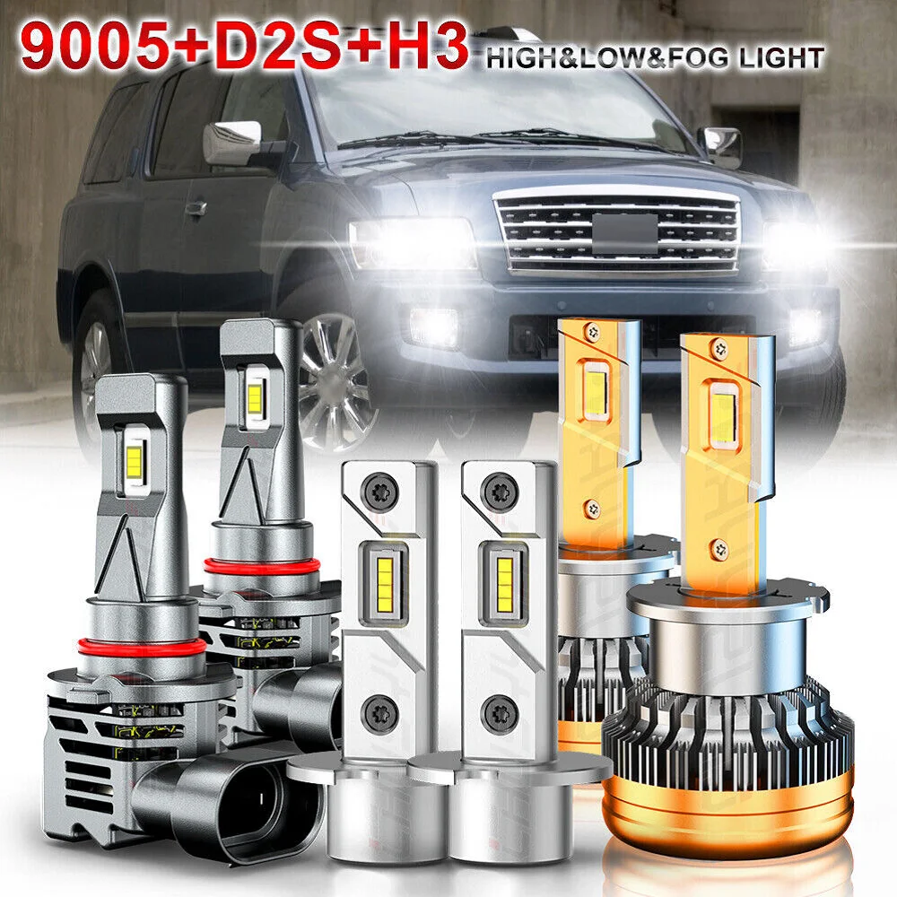 

CHUSYYRAY Car lights For Infiniti QX56 2005 2006 2007 HID/LED Headlight High/Low Beam+Fog Light Bulbs Car accsesories