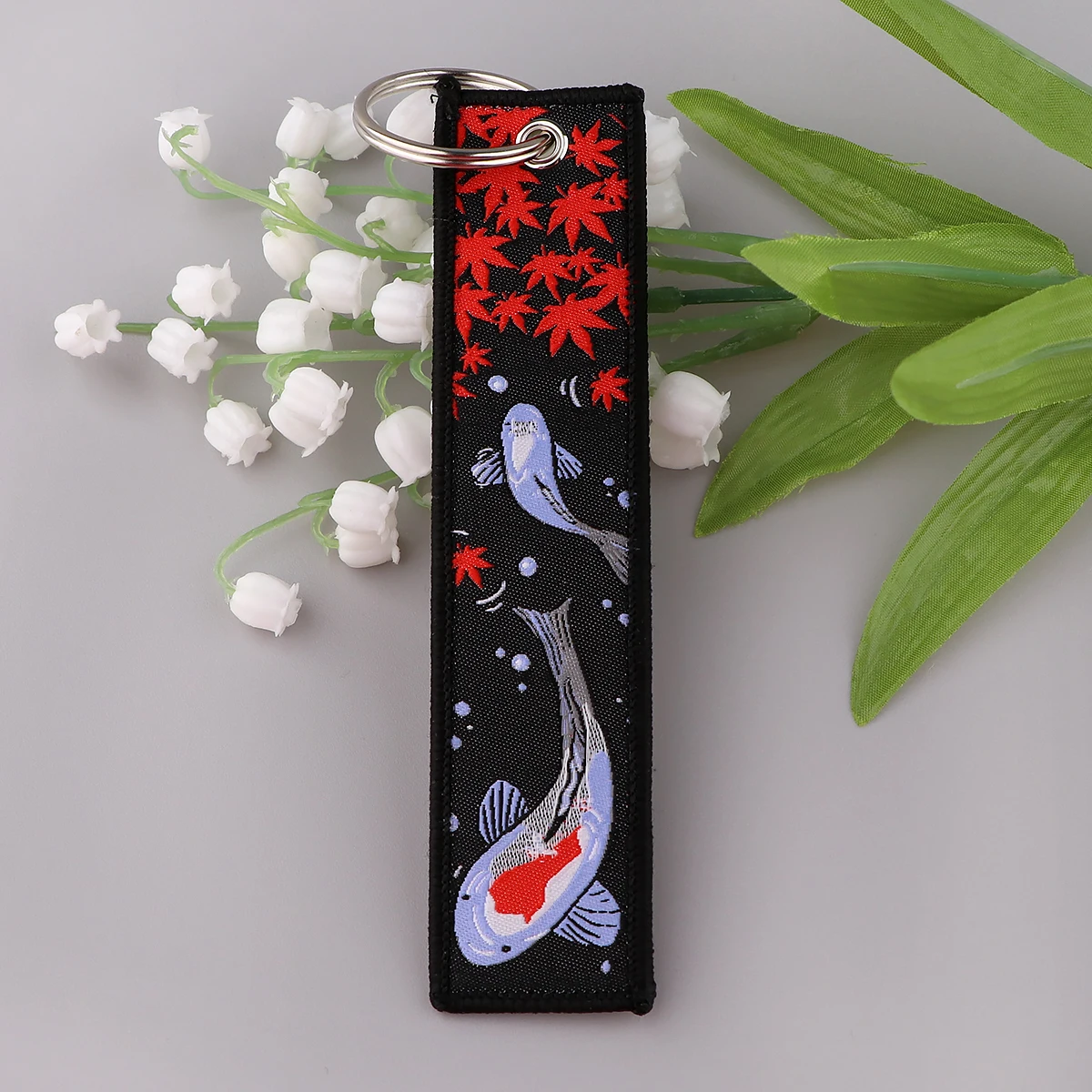 Good Luck Koi Japanese Key Fobs Embroidery Key Tag Motorcycles Car Keychain For Friend Fashion Key Ring Accessories Gift view 3