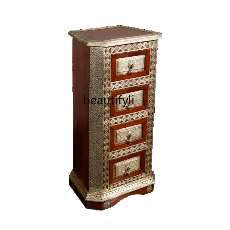 

Corner Cabinet Solid Wood Four-Bucket Cabinet Small Extremely Narrow Bedside Cabinet Narrow Edge Sandwich Small Chest of Drawers