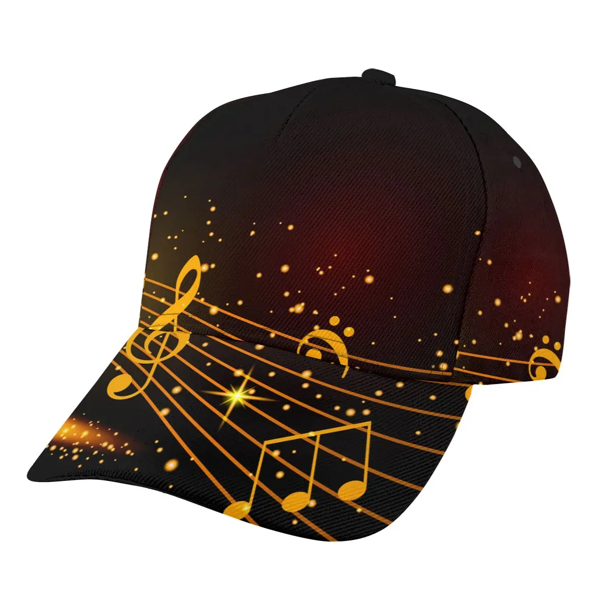 

Unisex Outdoor Sport Sunscreen Baseball Hat Running Visor Cap Abstract Gold Musical Notes