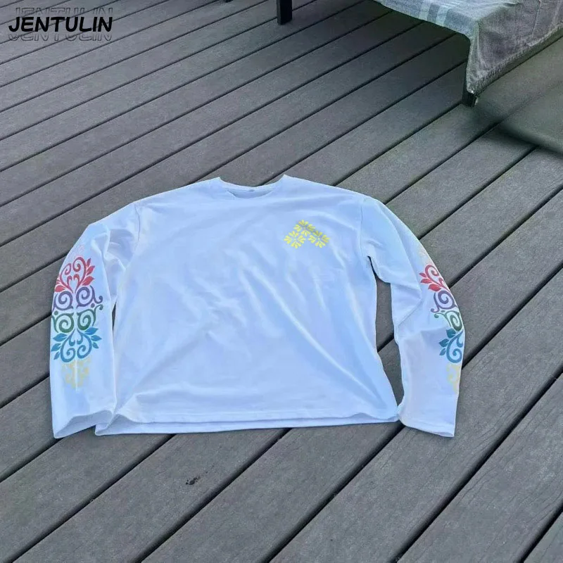 Neue Hohe Qualität männer Koreanischen Stil Atmungsaktivem Rundhals Langarm T-shirt Sommer Mode Gedruckt Outdoor Top