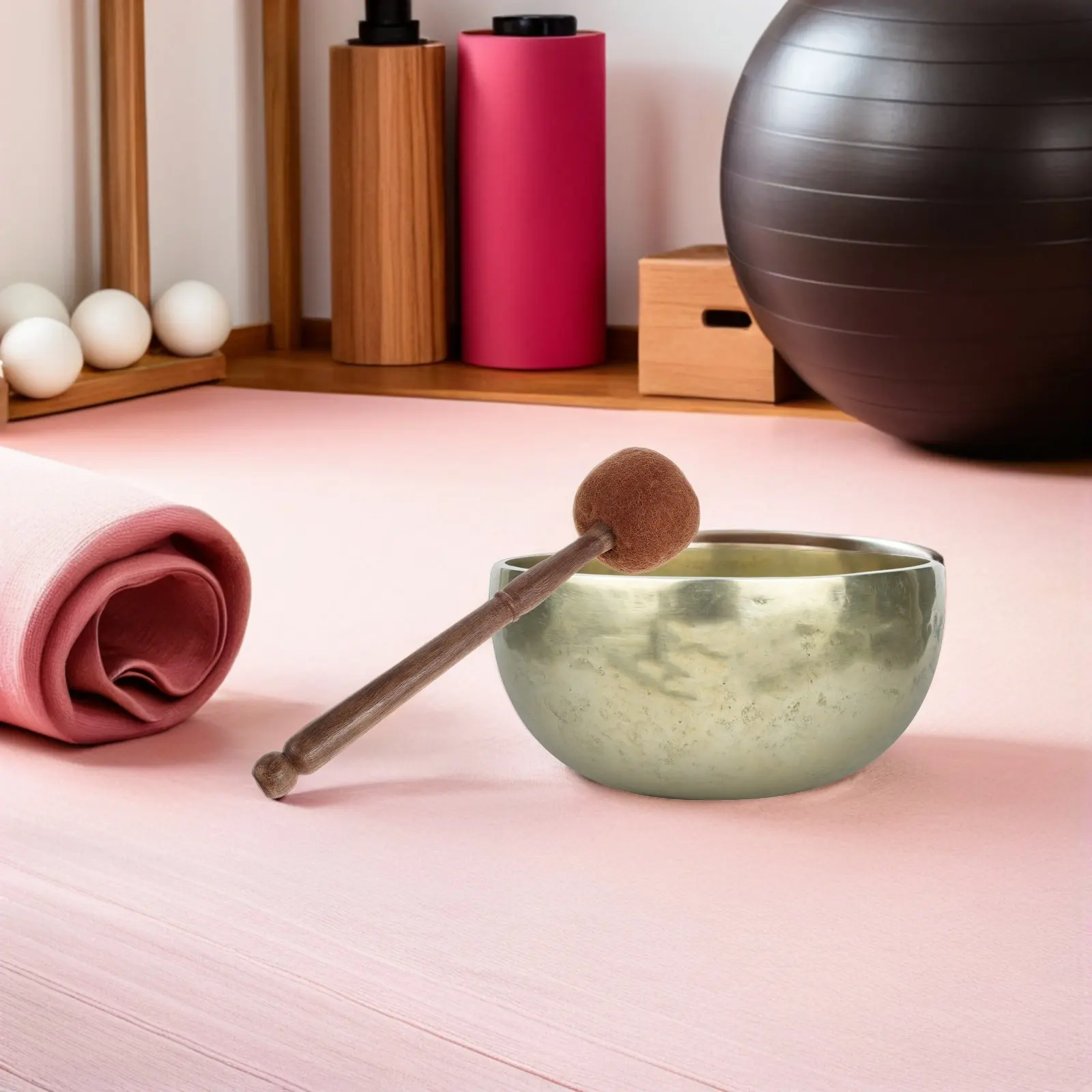 Wooden Tibetan Singing Bowl Mallet 29Cm Sky Blue Wool Felted Percussion Instrument Meditation Sound Bowl Striker Stick