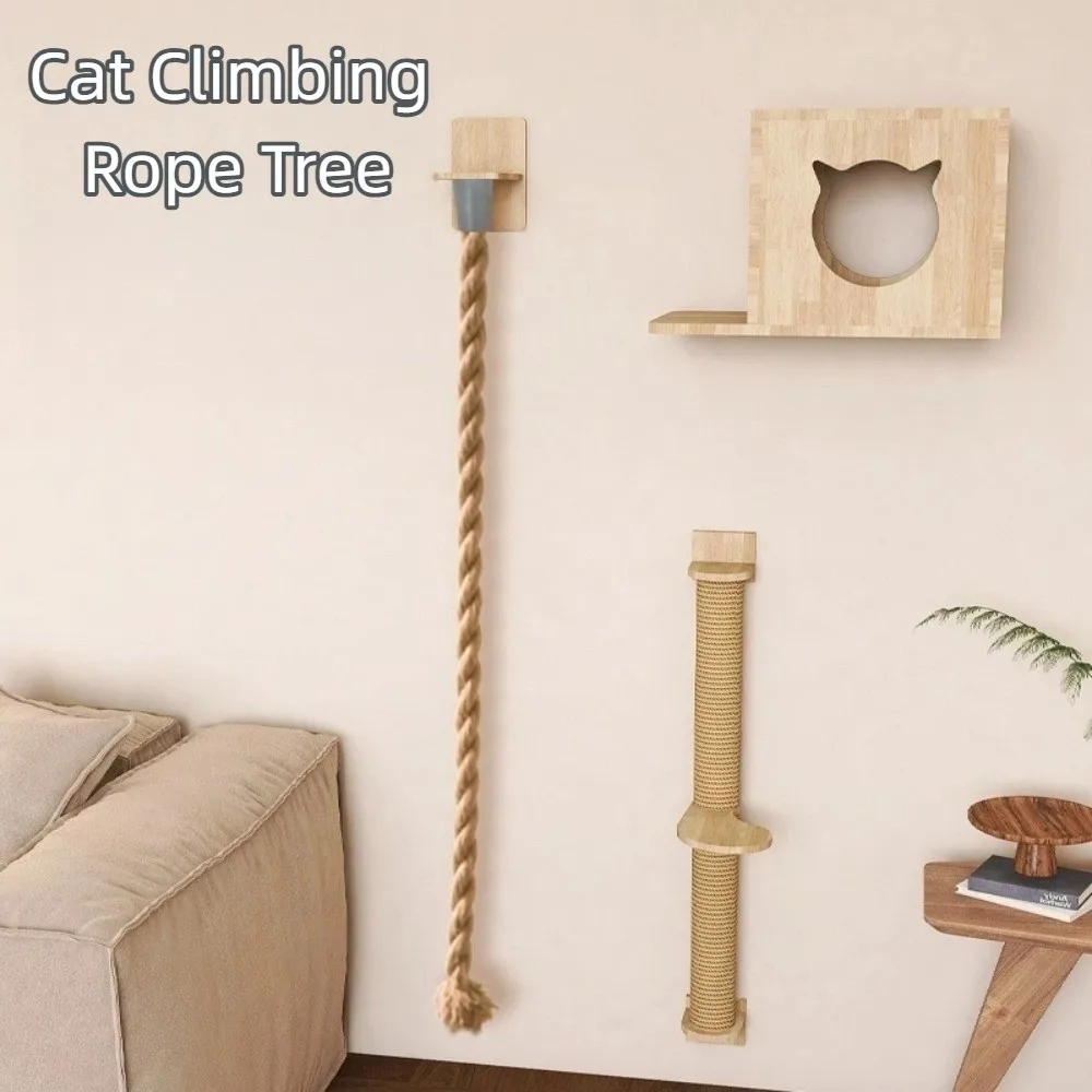 Sisal Rope Cat Climbing Shelf Wall Mounted Multi-Level Scratching Post Rope Durable Interactive Pet Climbing Rope Tree