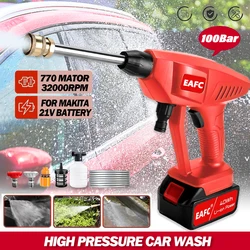 21V 100Bar High Pressure Car Washer Spray Water Gun Wireless Foam Generator Car Washing Machine for Home Auto Wash Washer Gun