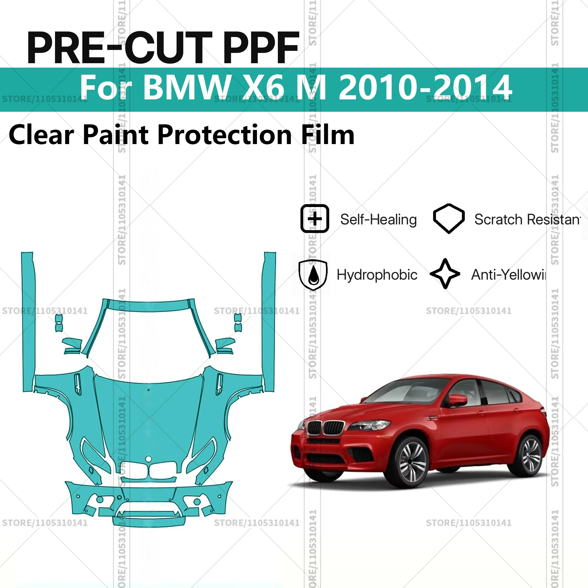 

For BMW X6 M 2010-2014 Pre-Cut Paint Protection Film PPF Transparent Car Film Professional Automotive PPF Front Kit-Rockers