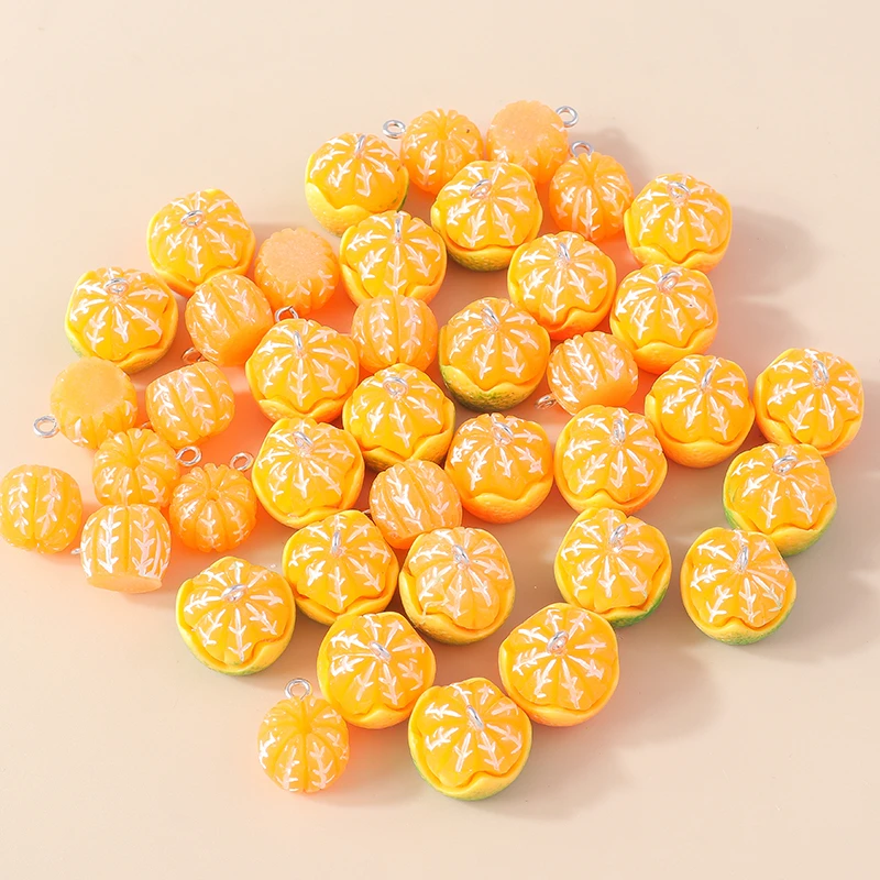 20 Stück Niedliche Frucht-Anhänger aus Harz, Orange-Charms für Schmuckherstellung, DIY Ohrringe, Halsketten, Armbänder, Accessoires – Detail 8