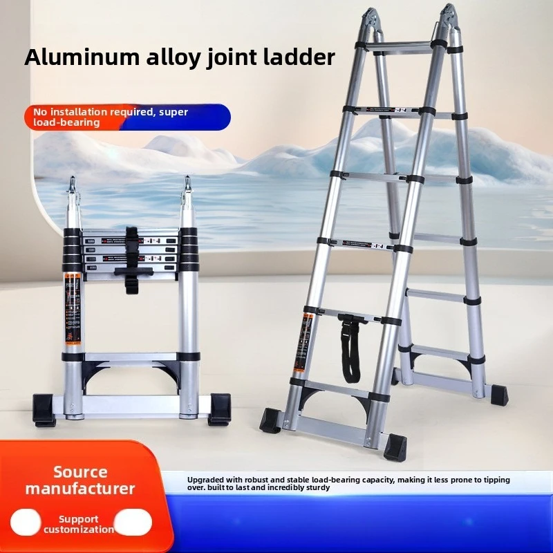 Multi functional aluminum alloy telescopic ladder, folding zigzag ladder, telescopic straight ladder, safety anti slip support